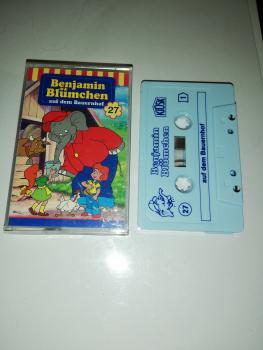 Benjamin Blümchen Folge 27 auf dem Bauernhof Weiß mit Blauen Druck 4.27527 (Blaues Kioskcover)