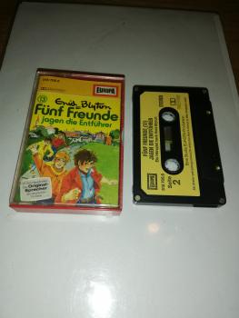 Fünf Freunde Folge 13 jagen die Entführer 4-fach Silber geschraubt Schwarz mit Gelben Aufkleber 515705.6 Titel Oben Cover. Neon Band