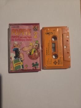 Popeye 2 auf dem Mars/ Die Entführung Olivias 5-fach Silber geschraubt Orange mit Orangen Aufkleber 4.22529 CF Telefunken(Innencover leicht beschädigt und Seite 1 der MC beschrieben)