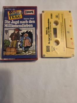 TKKG Folge 1 Die Millionendiebe 5-fach Silber geschraubt Gelb mit Gelben Aufkleber 515718.8 Europa(Namen im Logo voll ausgeschrieben, Schrauben auf Seite 1)