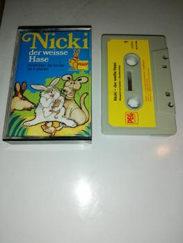 Nicki der weisse Hase Grau mit Gelben Aufkleber AE 312998 Peggy