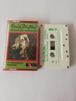 Enid Blyton Die Insel der Abenteuer Folge 2 Ein unheimliches Abenteuer 5-fach Silber geschraubt  Weiß mit Grünen Druck Tonstudio Braun