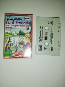 Fünf Freunde Folge 28 und die geheimnisvolle Stadt Grau mit Schwarzen Druck 515769.2 (Blau Oranges Cover)