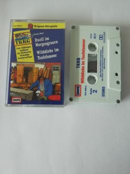 TKKG Doppelfolge Duell im Morgengrauen/Wilddiebe im Teufelsmoor 5-fach Silber geschraubt Weiß mit Blau Roten Druck 514488.4 Europa