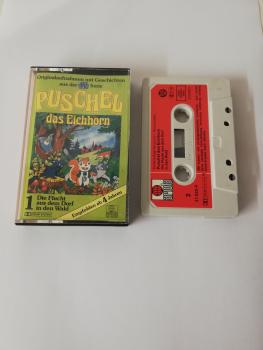 Puschel das Eichhorn Folge 1 Die Flucht aus dem Dorf in den Wald Grau mit Roten Aufkleber 31523-4 Sondercord-Auflage Ariola (Frontcover minimal mit Kugelschreiber bemalt)