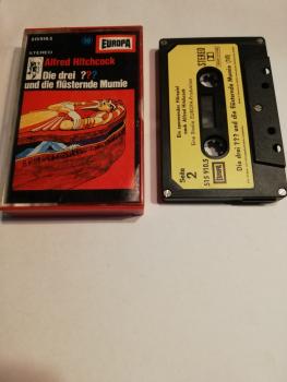 Die Drei Fragezeichen Folge 10 und die flüsternde Mumie 5-fach Silber geschraubt Schwarz mit Gelben Aufkleber 515910.5 Europa/Titel unten auf MC/Schrauben auf Seite 2-Label)