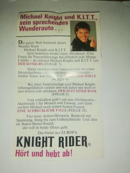 Knight Rider Hörspielkassettenflyer Michael Knight und K.I.T.T  Europa