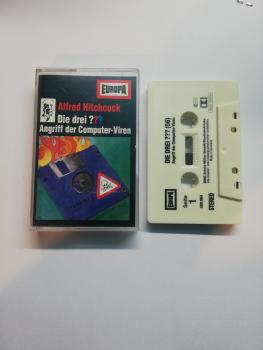 Die Drei Fragezeichen Folge 56 Angriff der Computer-Viren Weiß mit Schwarzen Druck 490964-209 Europa