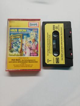 Hui Buh Folge 4 und seine allerneusten Spukereien Schwarz mit Beigen Aufkleber 515029.9( gelbes Cover) Europa Cover von innen beschrieben