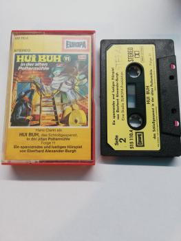 Hui Buh Folge 11 in der alten Poltermühle Schwarz mit Beigen Aufkleber 515110.4 Europa(Gelbes Cover) Seite 2 der Kassette beschrieben