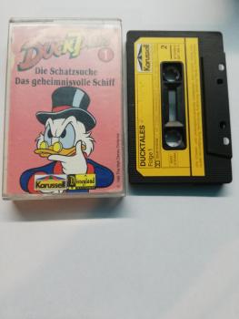 Duck Tales Folge 1 Die Schatzsuche/ Das geheimnisvolle Schiff Schwarz mit Gelben Aufkleber 837 503-4 Karussell Seite 2 der Kassette beschrieben