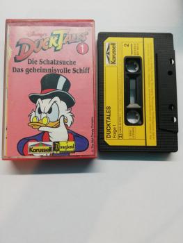 Duck Tales Folge 1 Die Schatzsuche/ Das geheimnisvolle Schiff Schwarz mit Gelben Aufkleber 837 503-4 Karussell Innencover beschrieben