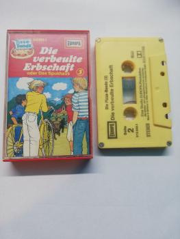 Pizza Bande Folge 3 Die verbeulte Erbschaft 4-fach Silber geschraubt Gelb 515943.1 Europa Innencover beschriftet und kleines Stück der Kassette abgebrochen