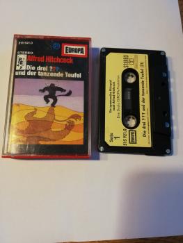 Die Drei Fragezeichen Folge 21 und der tanzende Teufel 4-fach Silber geschraubt Schwarz mit Gelben Aufkleber 515921.0 Europa(Titel unten)