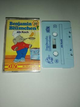 Benjamin Blümchen Folge 23 als Koch Weiß mit Blauen Druck Kiosk(Der grüne Punkt) Innencover minimal beschrieben