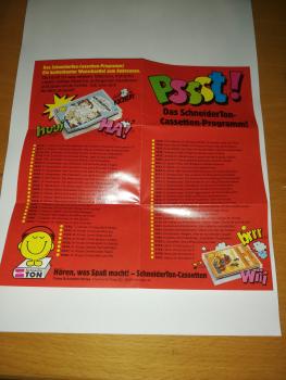 Hörspielkassettenflyer Schneiderton Pssst Das Schneiderton-Cassetten-Programm!