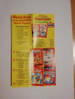 Hörspielkassetten-Flyer Wünsch dir was aus dem großen Europa-Neuheiten-Programm ! 950.969.0 (Flitze Feuerzahn Folgen 13 und 15)Europa