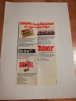 Hörspielkassetten-Flyer Europa`s bunte Hörspielwelt mit neuen heißen Folgen 905005.7 Europa