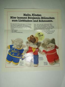 Benjamin Blümchen Flyer Hallo , Kinder. Hier kommt Benjamin Blümchen zum Liebhaben und Schmusen