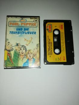 Paul Pepper Folge 9 und die Teufelsflieger 5-fach Silber geschraubt Schwarz mit Gelben Aufkleber 109 Bellaphon(Cover geklebt, ehemalige Büchereikassette)