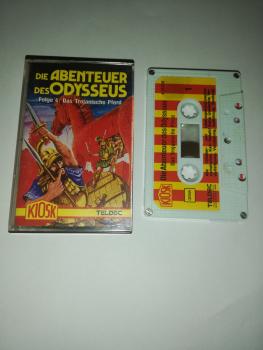 Die Abenteuer des Odysseus Folge 4 Das Trojanische Pferd 5-fach Silber geschraubt Grau mit Rot Gelben Aufkleber 4.25338 CD Kiosk Teldec( Außencover und Kassette beschrieben)                                                      Frontcover und MC beschriebe