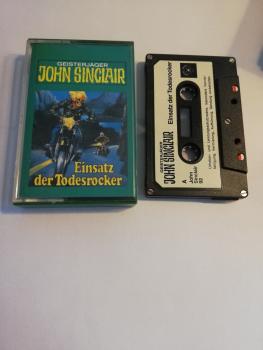 Geisterjäger John Sinclair Folge 47 Einsatz der Todesrocker 5-fach Silber geschraubt Schwarz mit Weißen Aufkleber 092 Tonstudio Braun(Innencover minimal beschrieben)