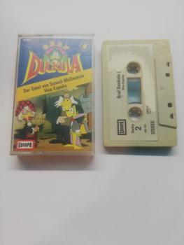 Graf Duckula Folge 4 Der Geist von Schloß McDuckula/ Viva Espana Grau mit Grauen Aufkleber 490353-215 Europa Abriss vom Cover auf Seite 2 der Kassette