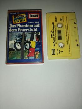 TKKG Folge 5 Das Phantom auf dem Feuerstuhl Gelb mit gelben Aufkleber 515 722.6 Europa(Innencover beschrieben)