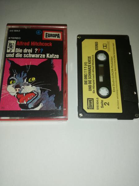 Die Drei Fragezeichen Folge 4 und die schwarze Katze 4-fach geschraubt Schwarz mit Gelben Aufkleber 515904.0(Titel oben)