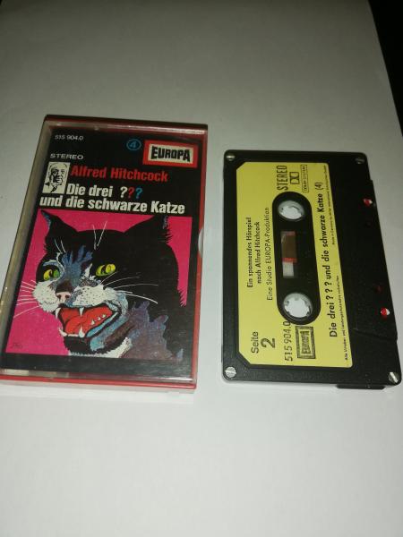 Die Drei Fragezeichen Folge 4 und die schwarze Katze 4-fach geschraubt Schwarz mit Gelben Aufkleber 515904.0(Titel unten)