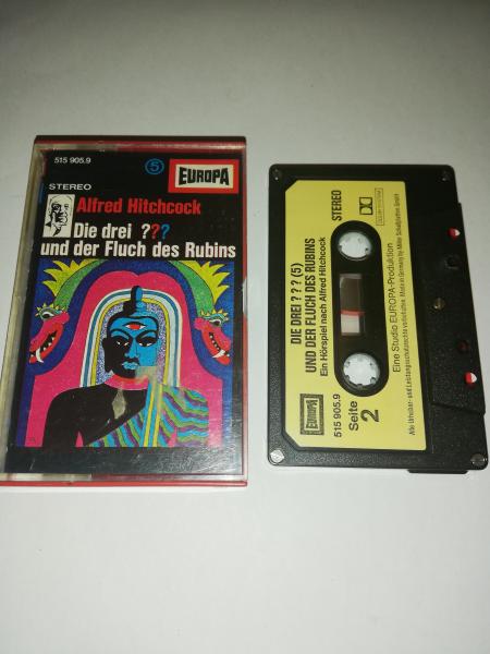 Die Drei Fragezeichen Folge 5 und der Fluch des Rubins 5-fach geschraubt Schwarz mit Gelben Aufkleber 515905.9(Titel Oben)