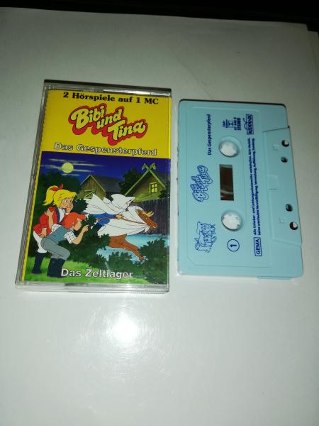 Bibi und Tina Club Edition Doppelfolge Das Gespensterpferd/Das Zeltlager Weiß mit Blauen Druck 47 445 2 Kiddinx