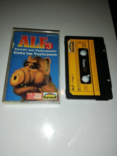 Alf Folge 3 Parasit mit Puderquaste/Ganz im Vertrauen Schwarz mit Gelben Aufkleber 835 074-4 Karussell