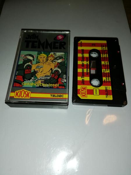 Jan Tenner(der Superheld) Folge 5 Gefährliche Insel 5-fach Silber geschraubt Schwarz mit Rot-Gelben Aufkleber 4.24744 CD Kiosk Teldec