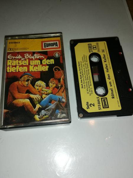 Enid Blyton Folge 6 Rätsel um den tiefen Keller 5-fach Silber geschraubt Schwarz mit Beigen Aufkleber 515664.5(Im Cover kleiner roter Strich)