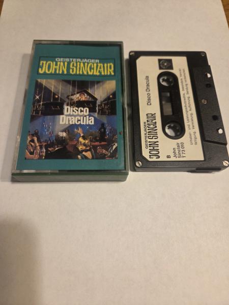Geisterjäger John Sinclair Folge 47 Disco Dracula 5-fach Silber geschraubt Schwarz mit Weißen Aufkleber 3010 Tonstudio Braun(Nr. auf Cover fehlt)