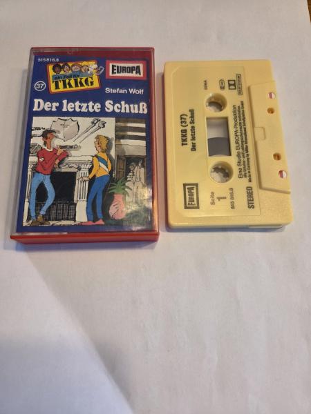 TKKG Folge 37 Der letzte Schuß Gelb 515816.8 Europa(Großes Fenster) Innencover beschrieben