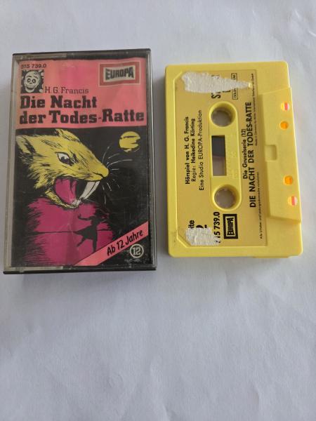 H.G.Francis Folge 12 Die Nacht der Todes-Ratte Gelb mit Gelben Aufkleber 515739.0 Europa(Abriss auf Label Seite 2 der MC)