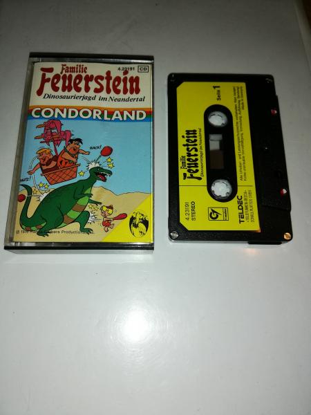 Familie Feuerstein Dinosaurierjagd im Neandertal 4-fach Silber geschraubt Schwarz mit Gelben Aufkleber 4.23191 Condorland