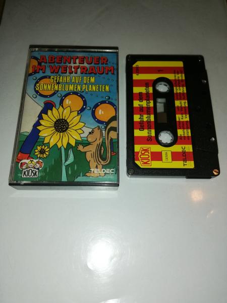 Abenteuer im Weltraum Gefahr auf dem Sonnenblumenplaneten 4-fach Silber geschraubt Schwarz mit Rot- Gelben Aufkleber 4.23933 CD Kiosk Teldec