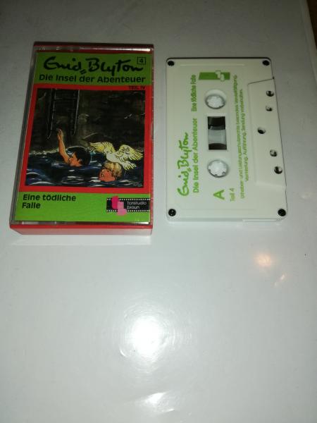 Enid Blyton Die Insel der Abenteuer Folge 4 Eine tödliche Falle 5-fach Schwarz geschraubt  Weiß mit Grünen Druck Tonstudio Braun