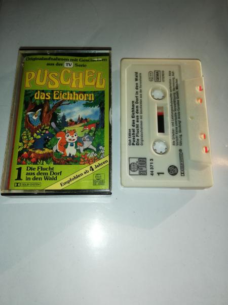 Puschel das Eichhorn Folge 1 Die Flucht aus dem Dorf in den Wald Weiß mit Schwarzen Druck 44371 6 Ariola Club Edition