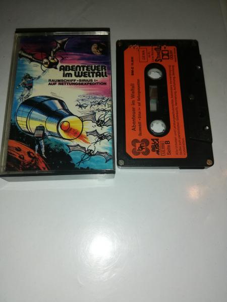 Abenteuer im Weltall Raumschiff Sirius 1 auf Rettungsexpedition 5-fach Silber geschraubt Schwarz mit Orangen Aufkleber 11.831 Bella Musica(MC seitlich beschädigt)