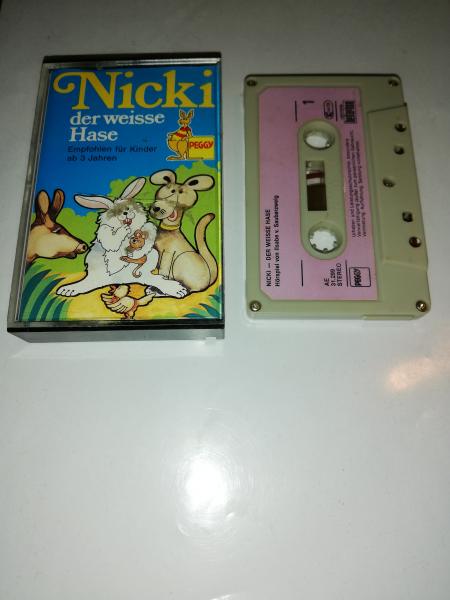 Nicki der weisse Hase Grau mit Lila Aufkleber AE 312998 Peggy