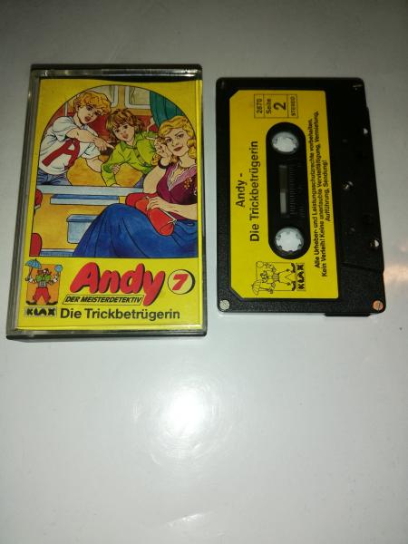 Andy der Meisterdetektiv Folge 7 Die Trickbetrügerin 5-fach Silber geschraubt Schwarz mit Gelben Aufkleber 2870