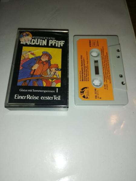 Meísterdetektiv Balduin Pfiff Glatze mit Sommersprossen 1 Einer Reise erster Teil Grau mit Orangen Aufkleber 22246 Schwann