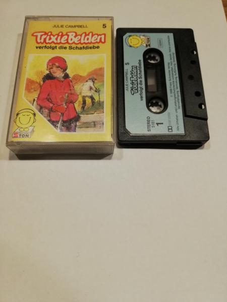 Trixie Belden Folge 5 verfolgt die Schafdiebe Schwarz mit Blauen Aufkleber 5181 Schneiderton