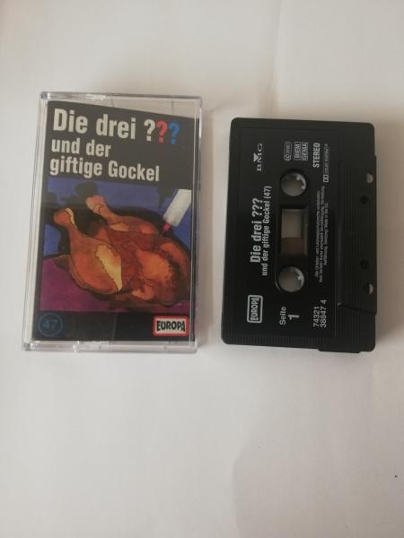 Die Drei Fragezeichen Folge 47 und der giftige Gockel Schwarz mit Weißen Druck 7432138847 4 Europa(Schriftzug Logo fehlt)