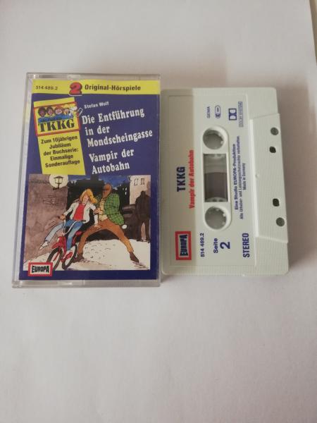 TKKG Doppelfolge Die Entführung in der Mondscheingasse/Vampir an der Autobahn Weiß mit Blau Roten Druck 514489.2 Europa