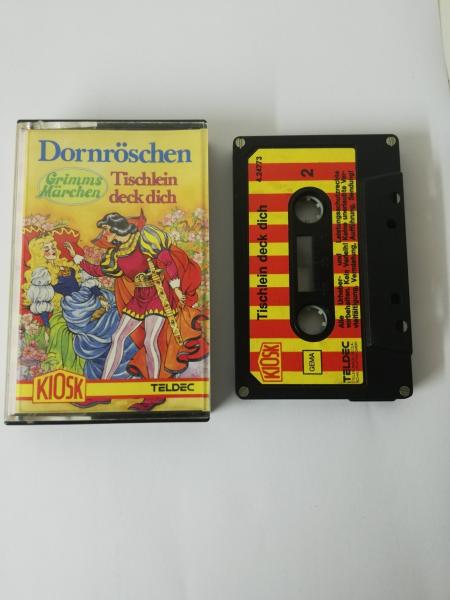 Grimms Märchen Dornröschen/Tischlein deck dich 4-fach Silber geschraubt Schwarz mit Rot Gelben Aufkleber 4.24773 CD Kiosk Teldec
